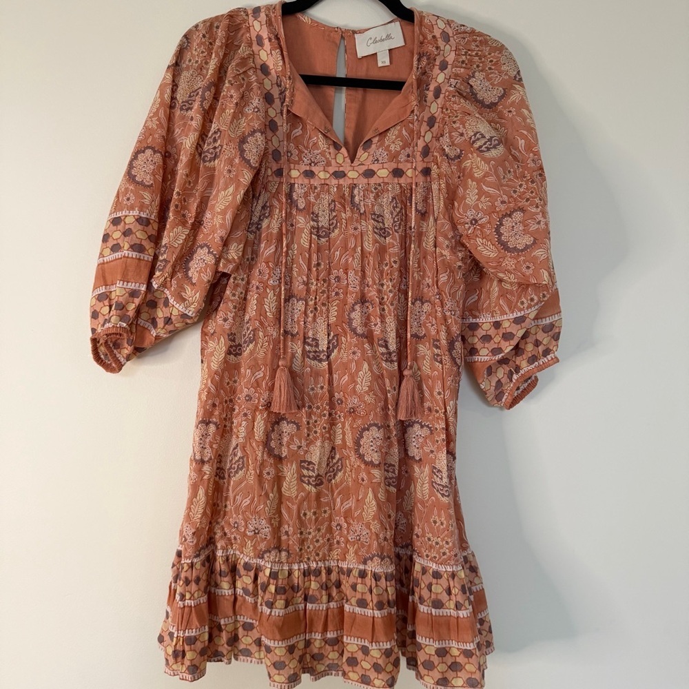 Cleobella Magdalena Floral Mini Dress Puff Sleeve Summer Boho Chic - XS
